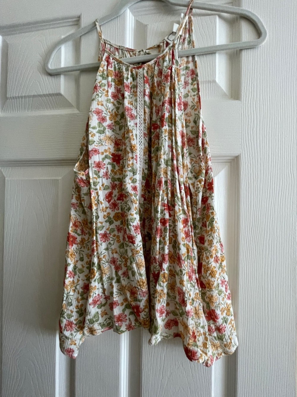Hippie Rose Floral Boho Tank Blouse - Juniors Size Large